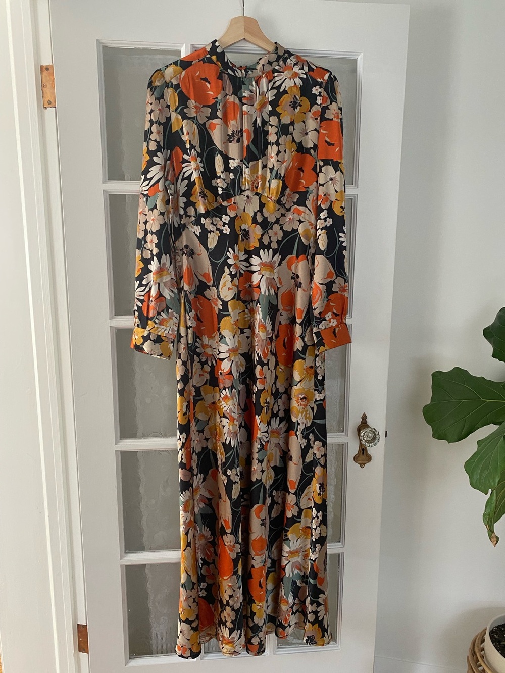 ASOS Black Maxi Dress with Orange and Yellow Floral Print